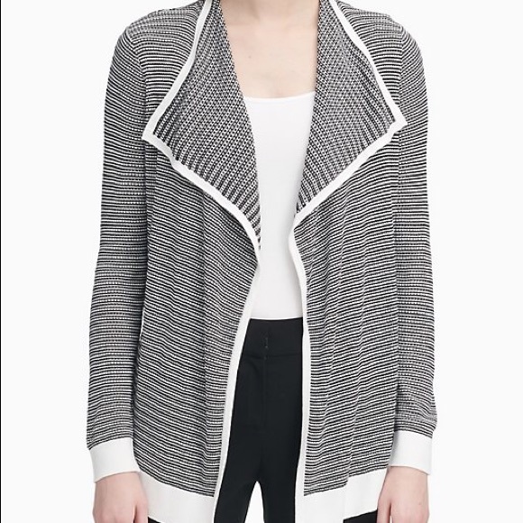 Calvin Klein Lightweight Textured Striped Cardigan - Picture 1 of 8